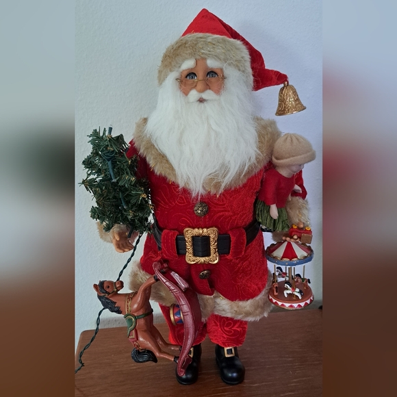 Festive Santa Claus Holiday Figurine in Red - Picture 7 of 16